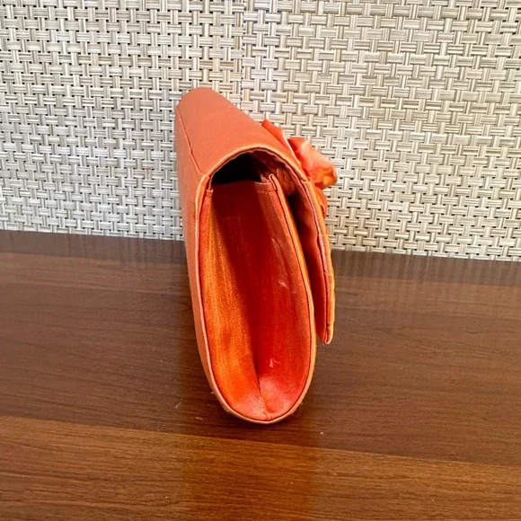 🌟2xHP🌟VTG 2000s Orange Satin Rose Evening Bag by Jessica McClintock - Picture 10 of 14